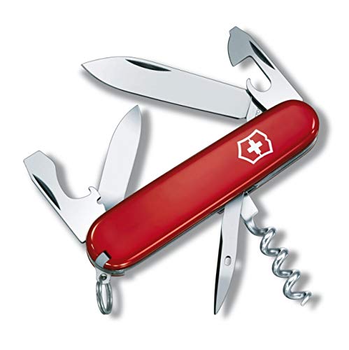 Victorinox Spartan Couteau de Poche Suisse, Léger, Multitool, 12 Fonctions, Lame, Ouvre Boite, Tire Bouchon, Rouge