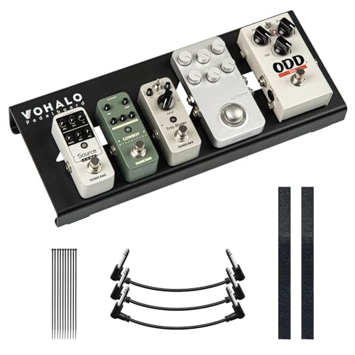 VOHALO Mini Pédalier de Guitare Boîtier Aluminium Pedalboard Guitar Effects Board avec Pedal Tape, Cable Tie, Patch cable Noir