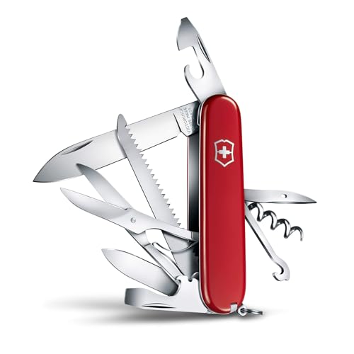 Victorinox Huntsman Couteau de Poche Suisse, Léger, Multitool, 15 Fonctions, Tire Bouchon, Grand Lame, Ouvre Boite, Rouge