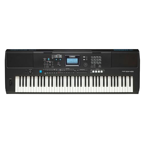 Yamaha PSR-EW425 Clavier arrangeur portable avec 76 notes dynamiques, 820 sonorités et écran LCD avec panneau de commande - Noir