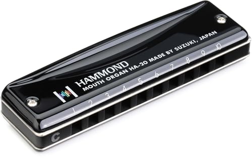 Suzuki HA20C Hammond Harmonica diatonique en do 10 Trous Noir